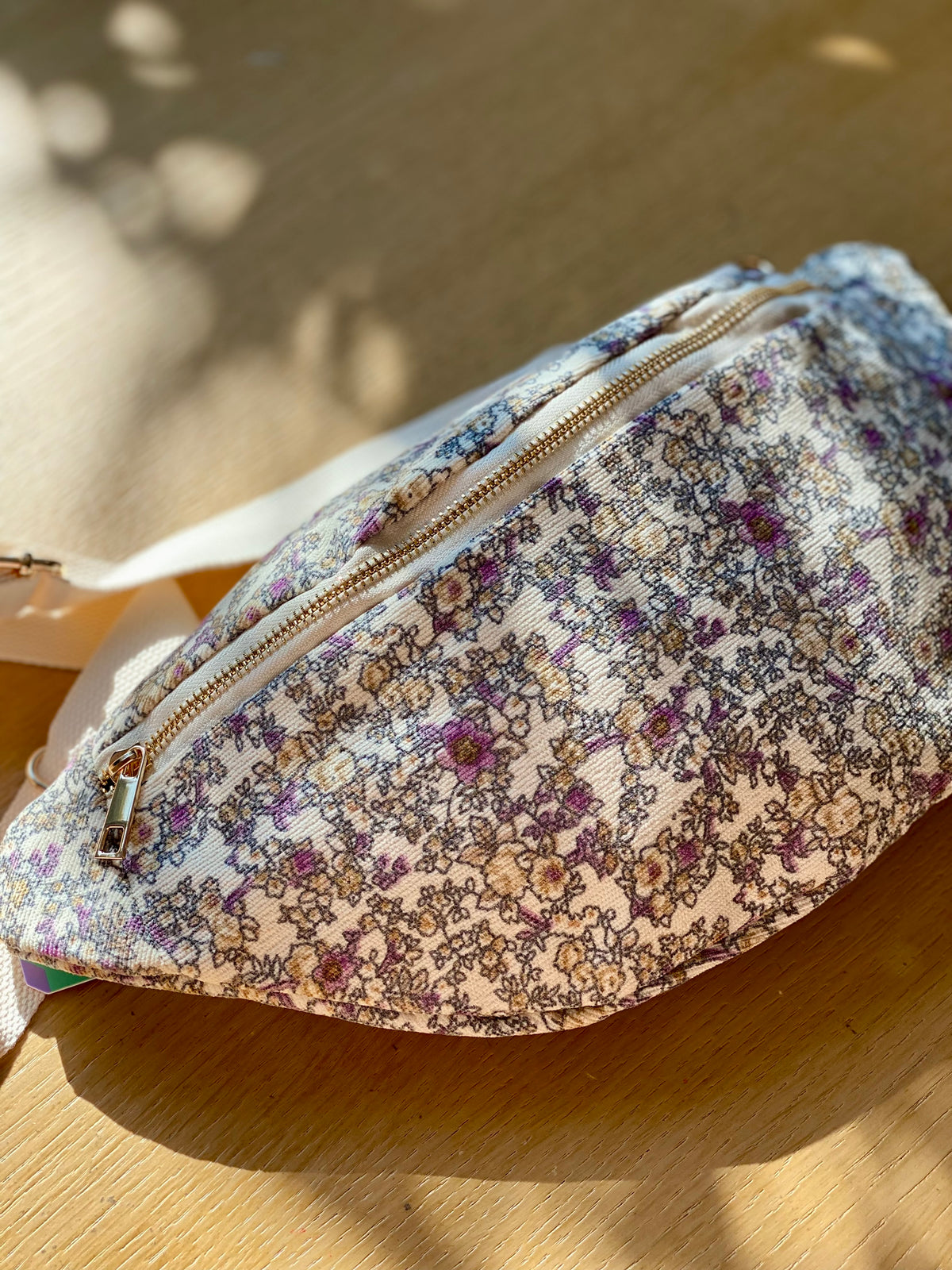 Sac banane XL Ciao Boum - IVY - Fleuri blanc et mauve