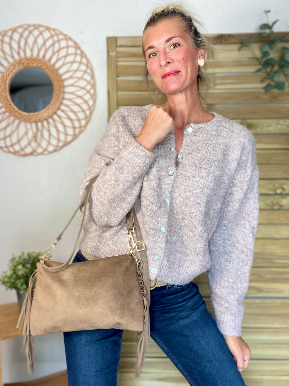 Gilet en maille SYDNEY - Taupe chiné