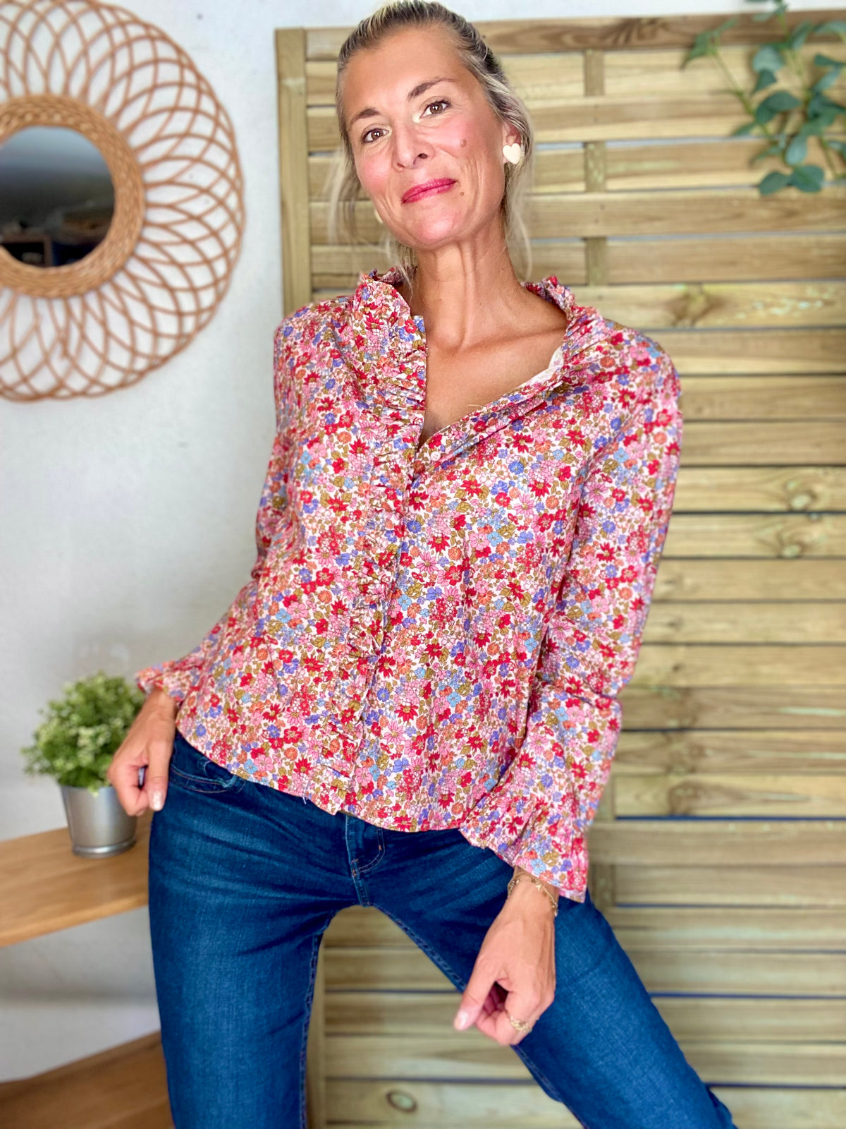 Chemise imprimé Liberty, col victorien volanté YSÉE - FIN DE SÉRIE
