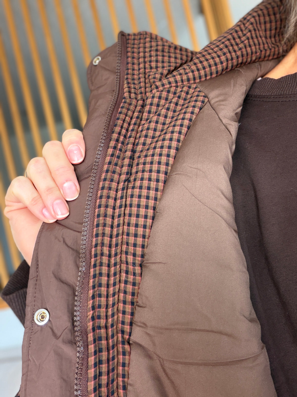 Veste matelassée capuche amovible réversible ODILE Chocolat