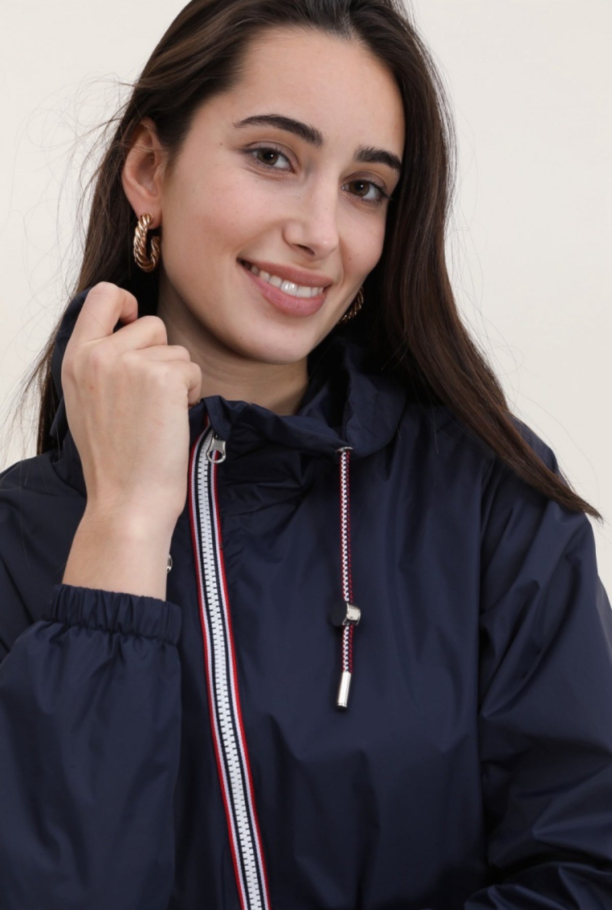 Imperméable mi-saison doublé SOLINE LONG - Bleu marine - LAURA JO - FIN DE SÉRIE