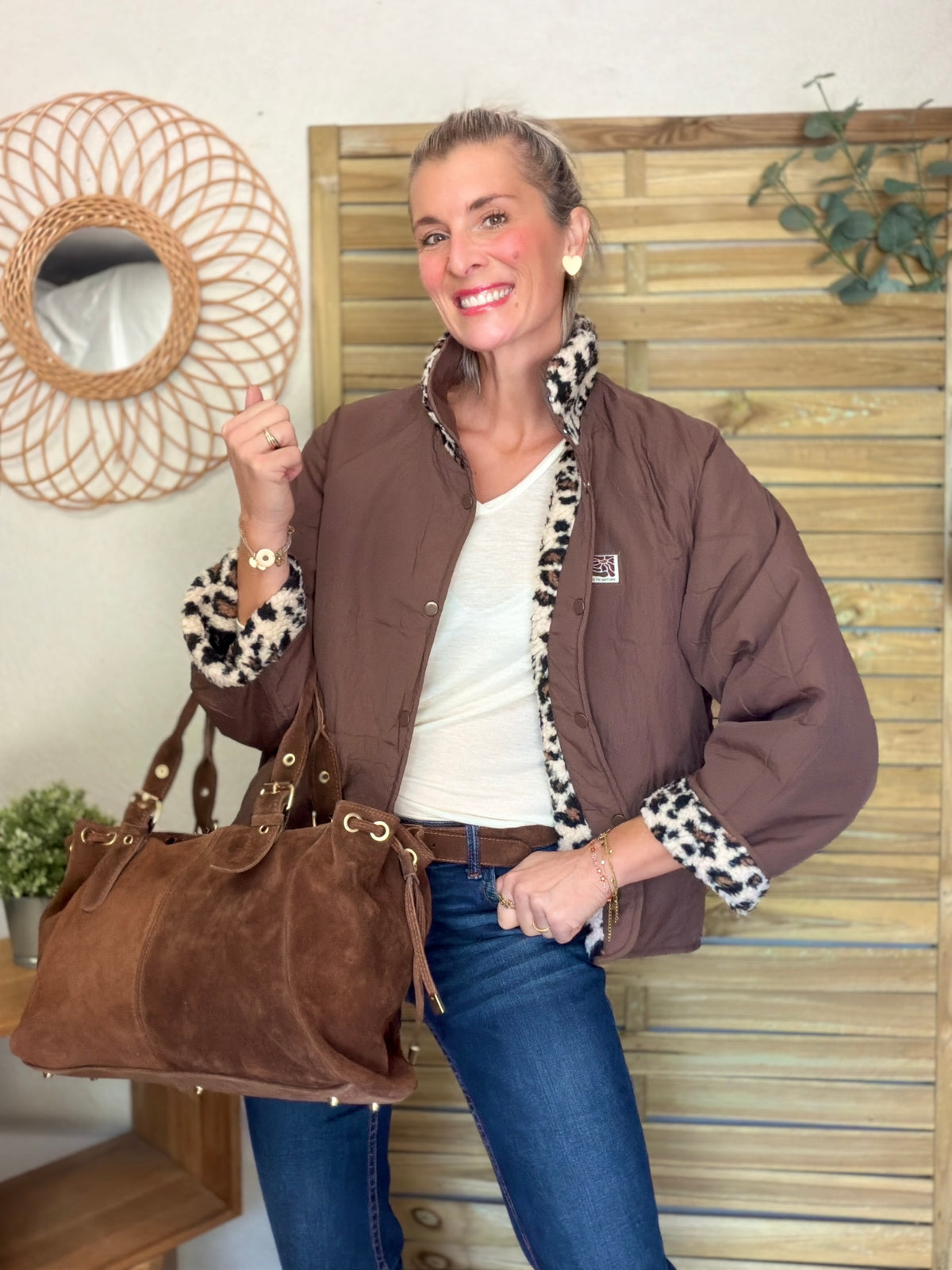 Veste matelassée réversible Sherpa AMÉLIE Choco / Léo