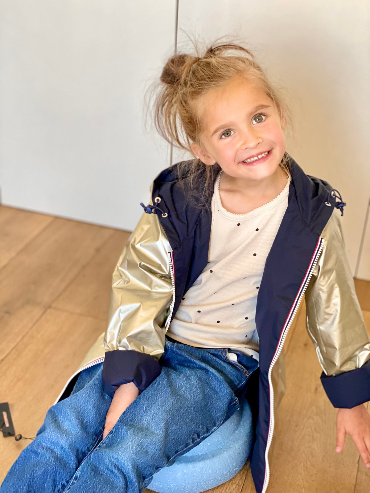 Imperméable réversible rembourré LOUISON KIDS enfant (mixte) - Bleu Marine / Doré