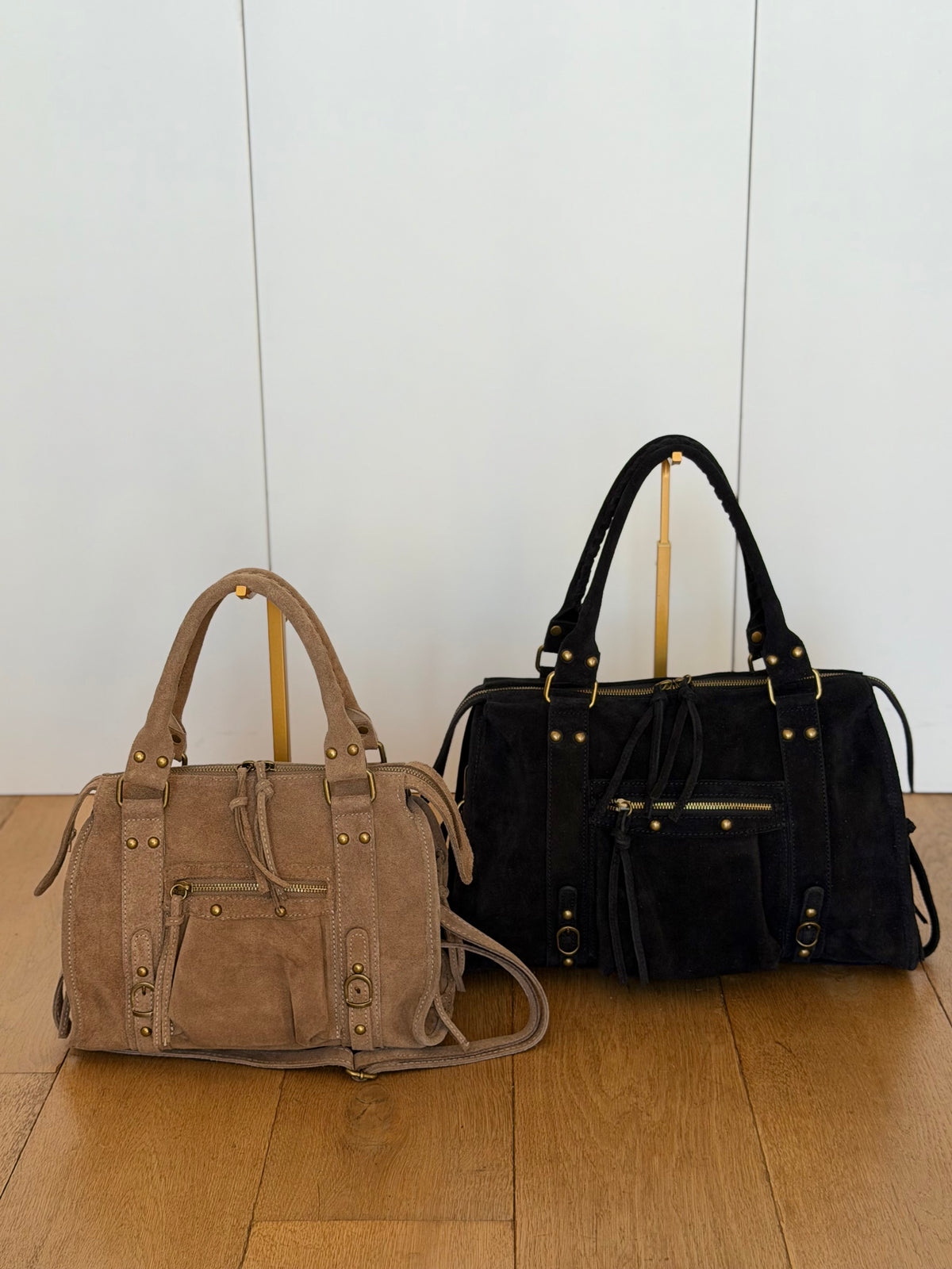 Sac à main en cuir daim • HUNTER Petit format - Taupe
