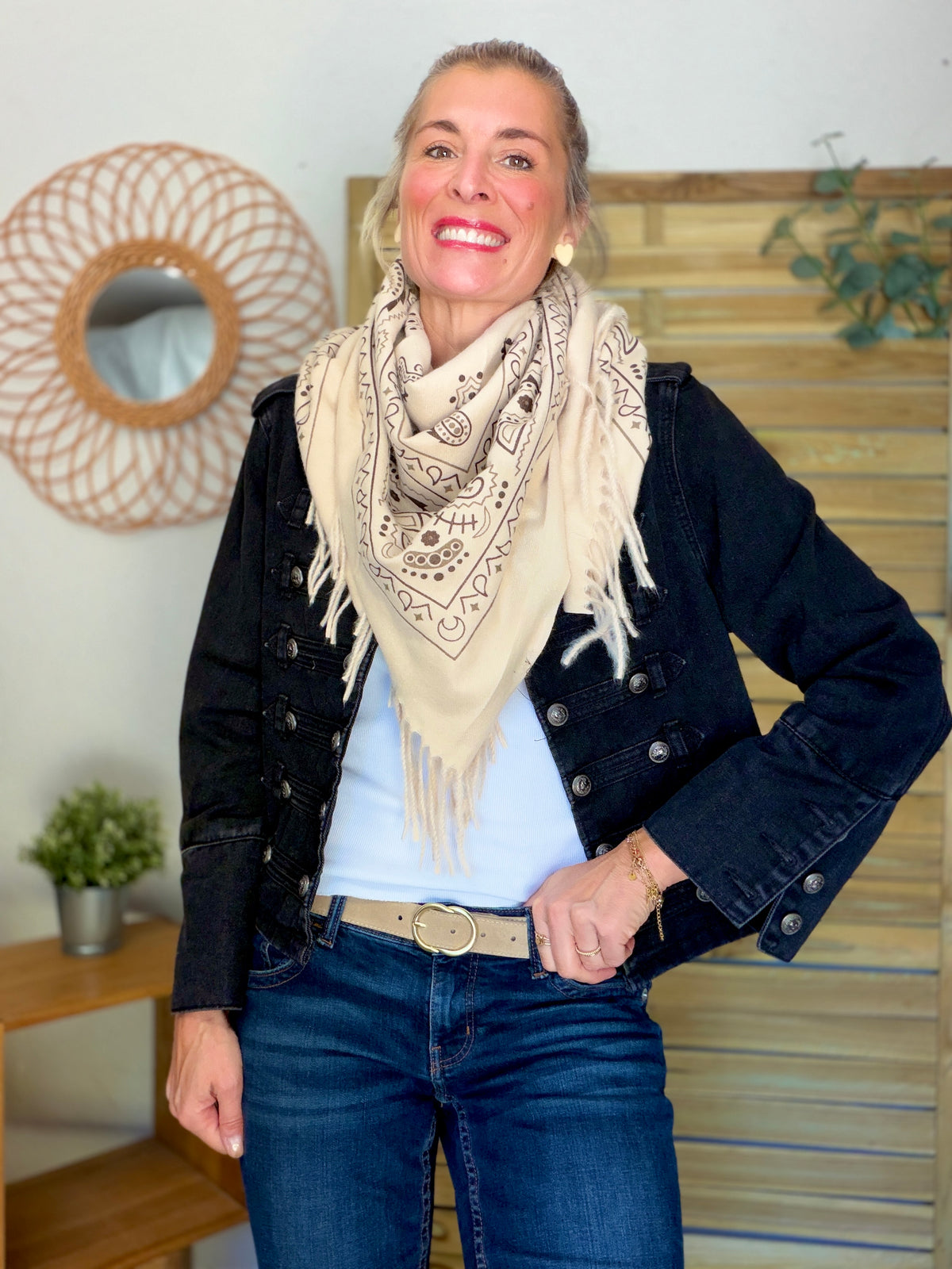 Écharpe Bandana Beige