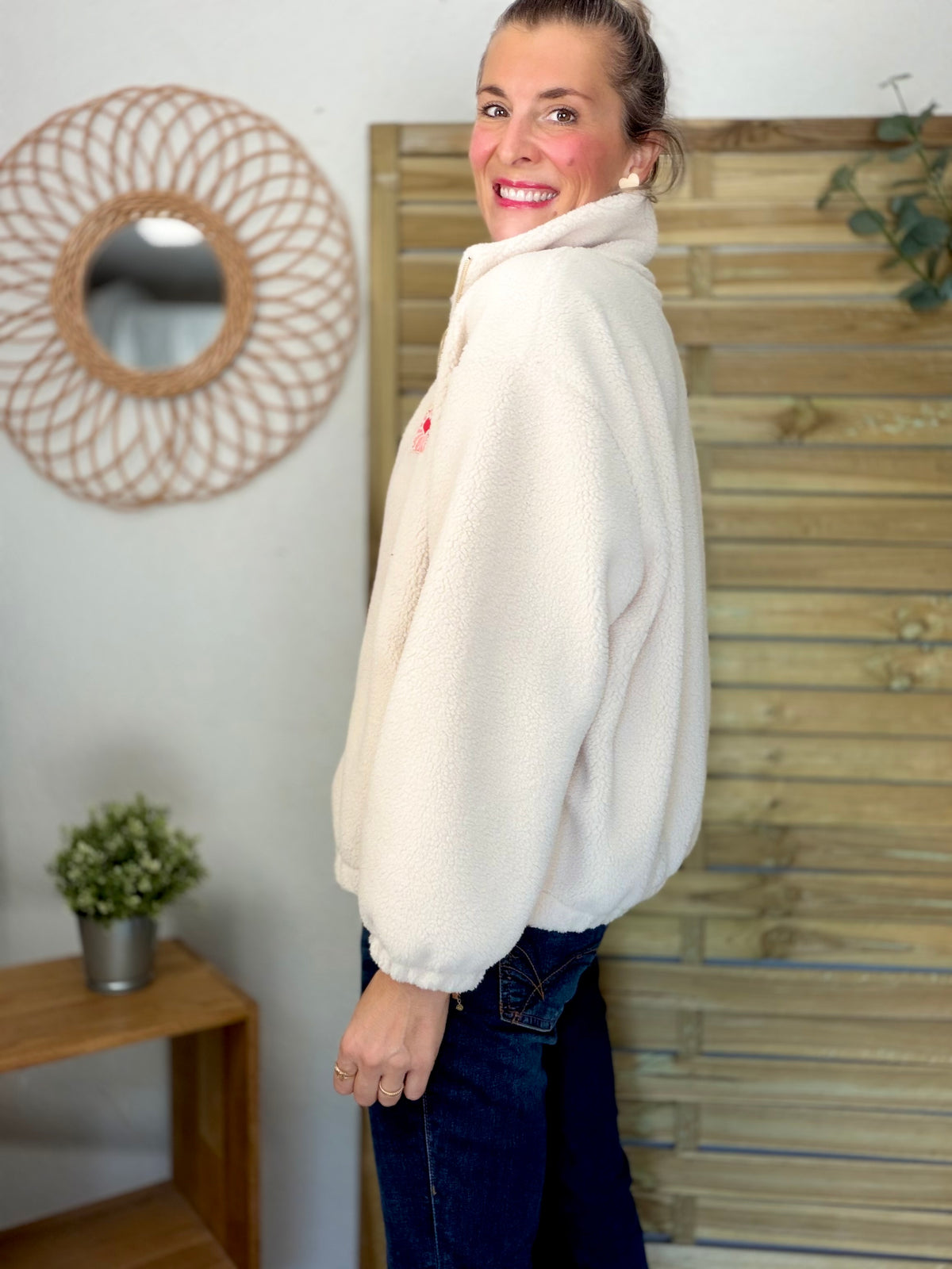 ⚡️ARRIVAGE • Veste teddy Sherpa zippée « Soleil » DORO Écru