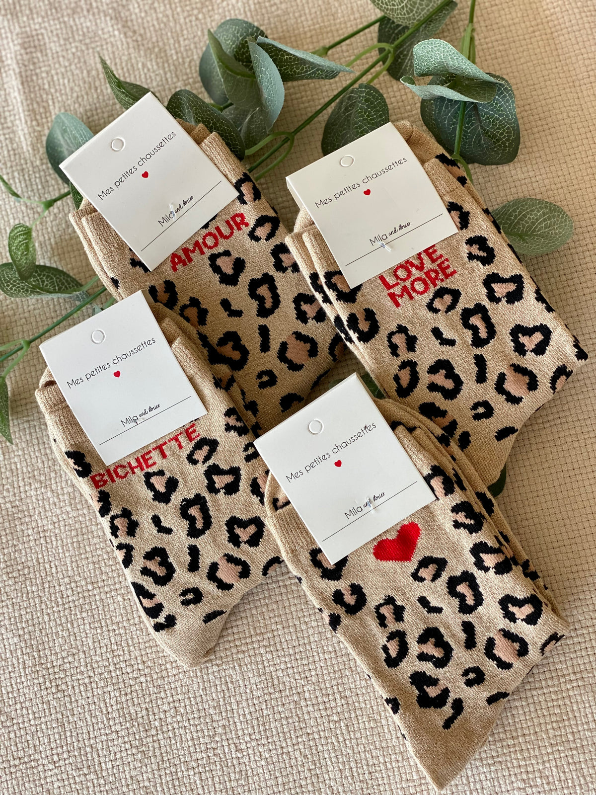 Chaussettes ZORA - Léo beige 🐆 FIN DE SÉRIE