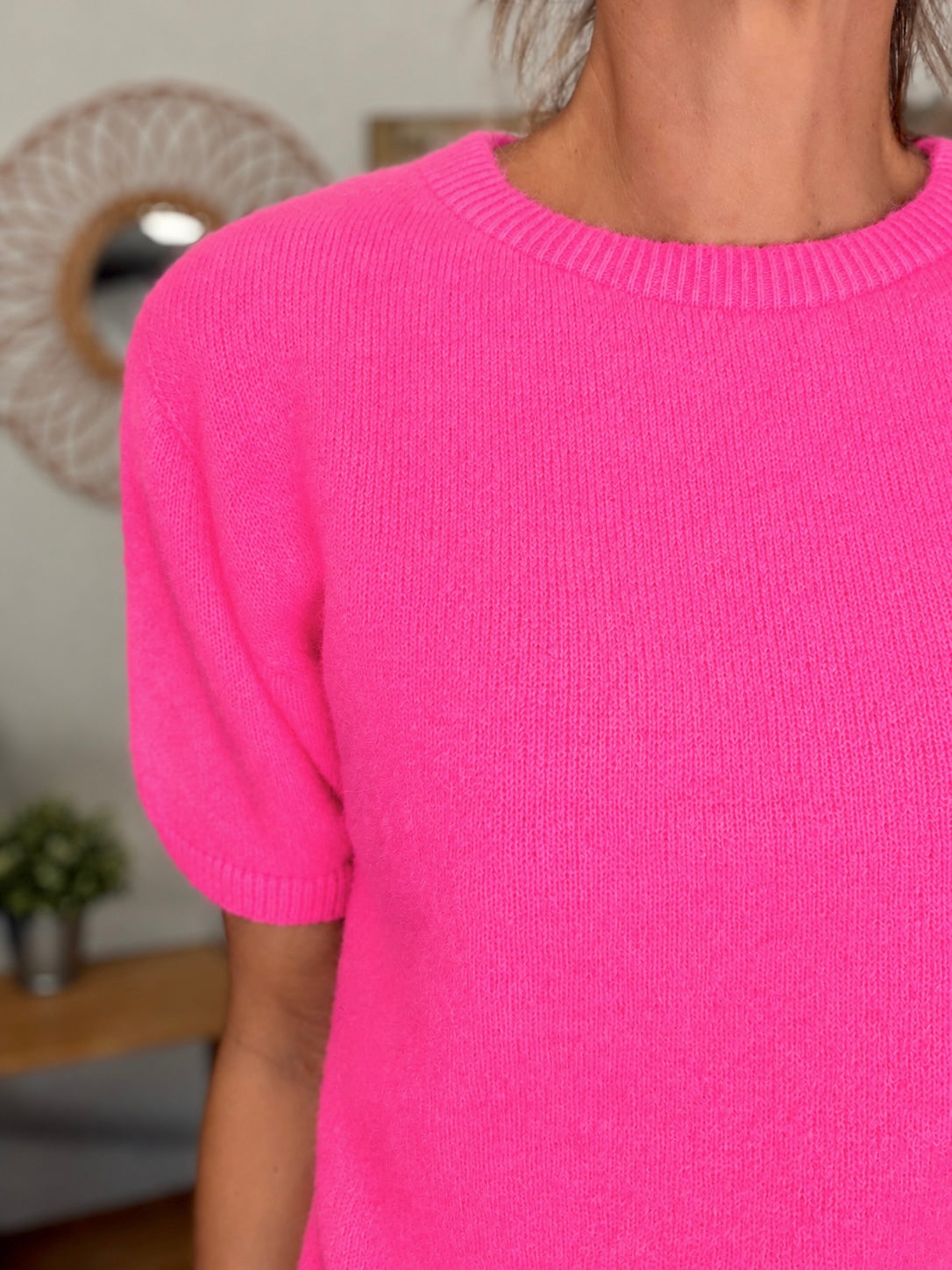 Pull laine et alpaga PEGGY - Rose flashy