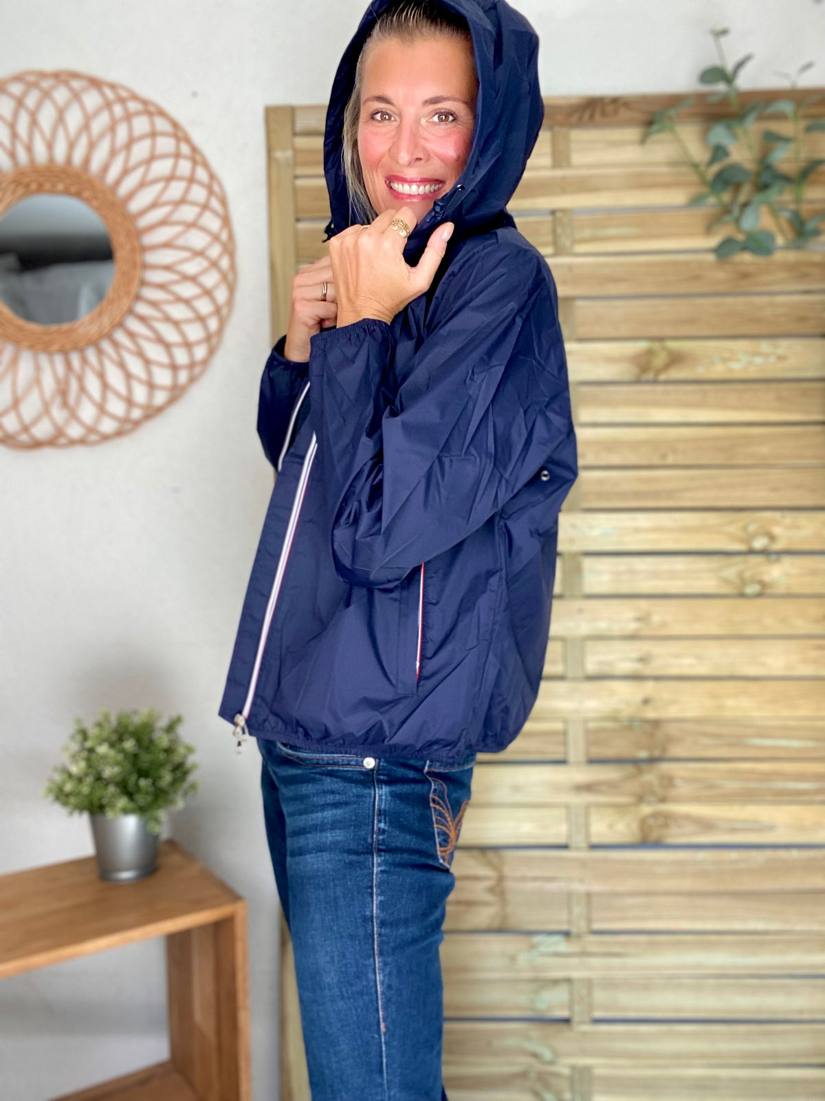 LAURA JO - Coupe vent imperméable ANNA COURT Bleu marine