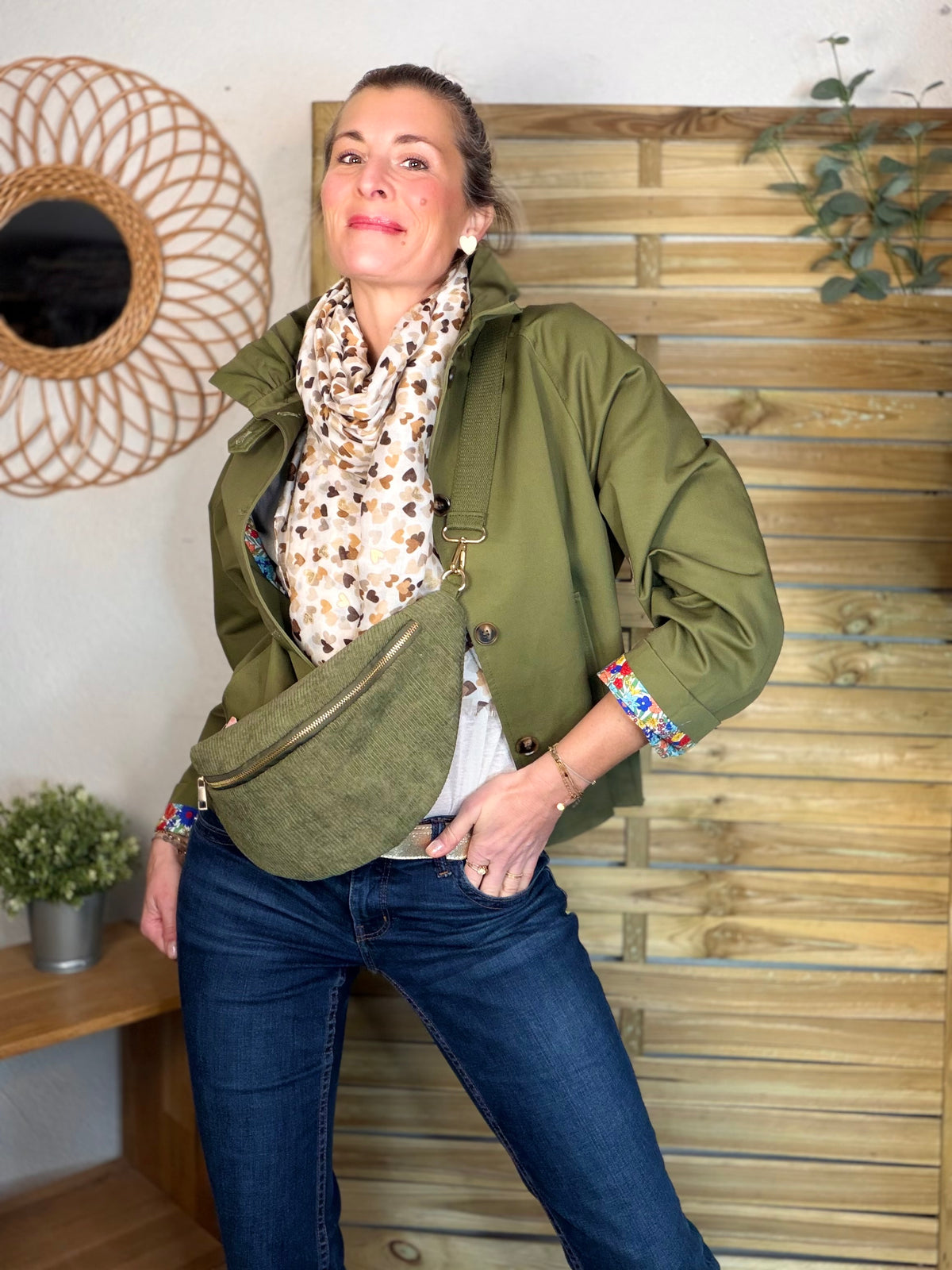 Veste Trench col victorien avec Liberty - VICTORIA Kaki - FIN DE SÉRIE