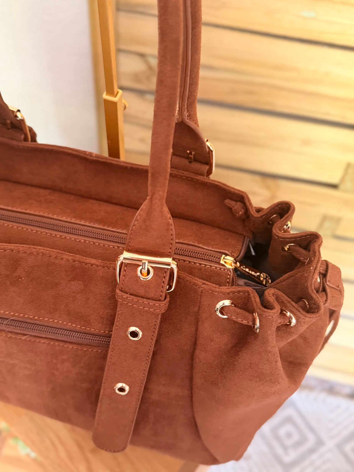 Sac cabas XL simili daim CLÉO Camel