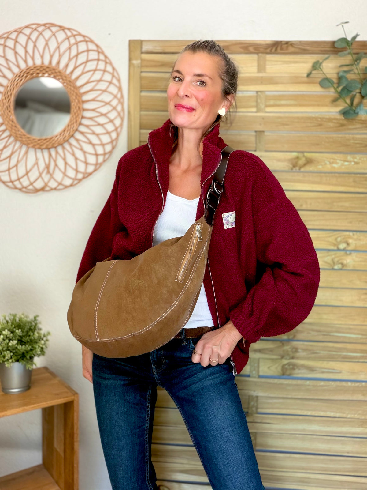 ⚡️ ARRIVAGE • Veste teddy Sherpa zippée LÉONIE Bordeaux