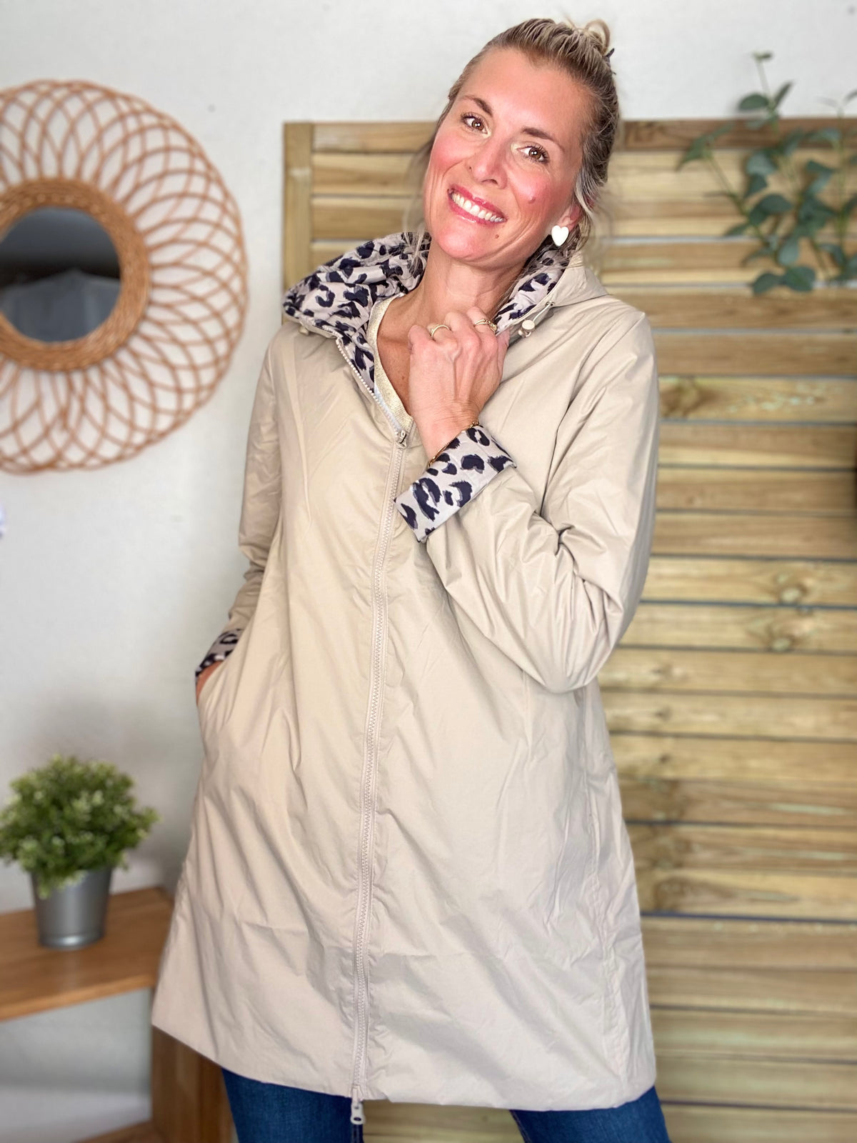 LAURA JO - Imperméable réversible rembourré LOUISON LONG - Beige / Léo