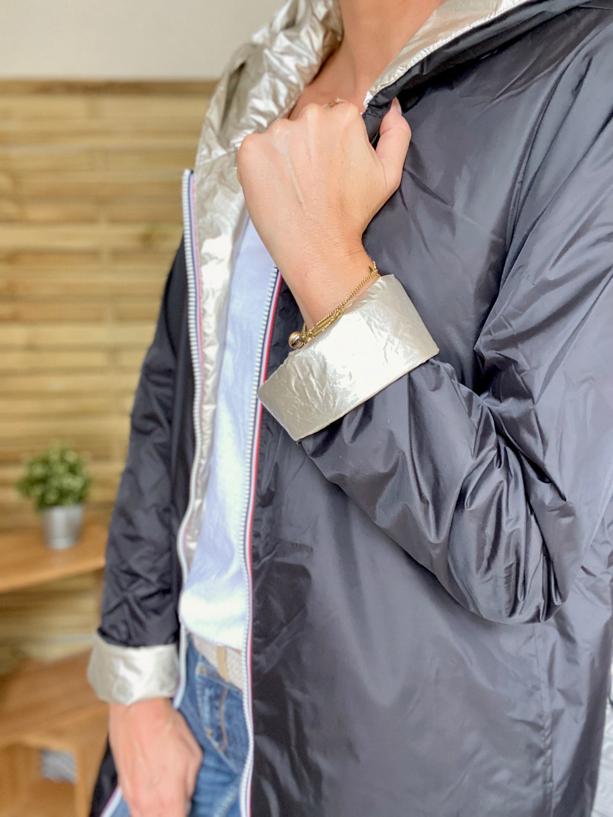 LAURA JO - Imperméable réversible rembourré LOUISON LONG - Noir/Doré