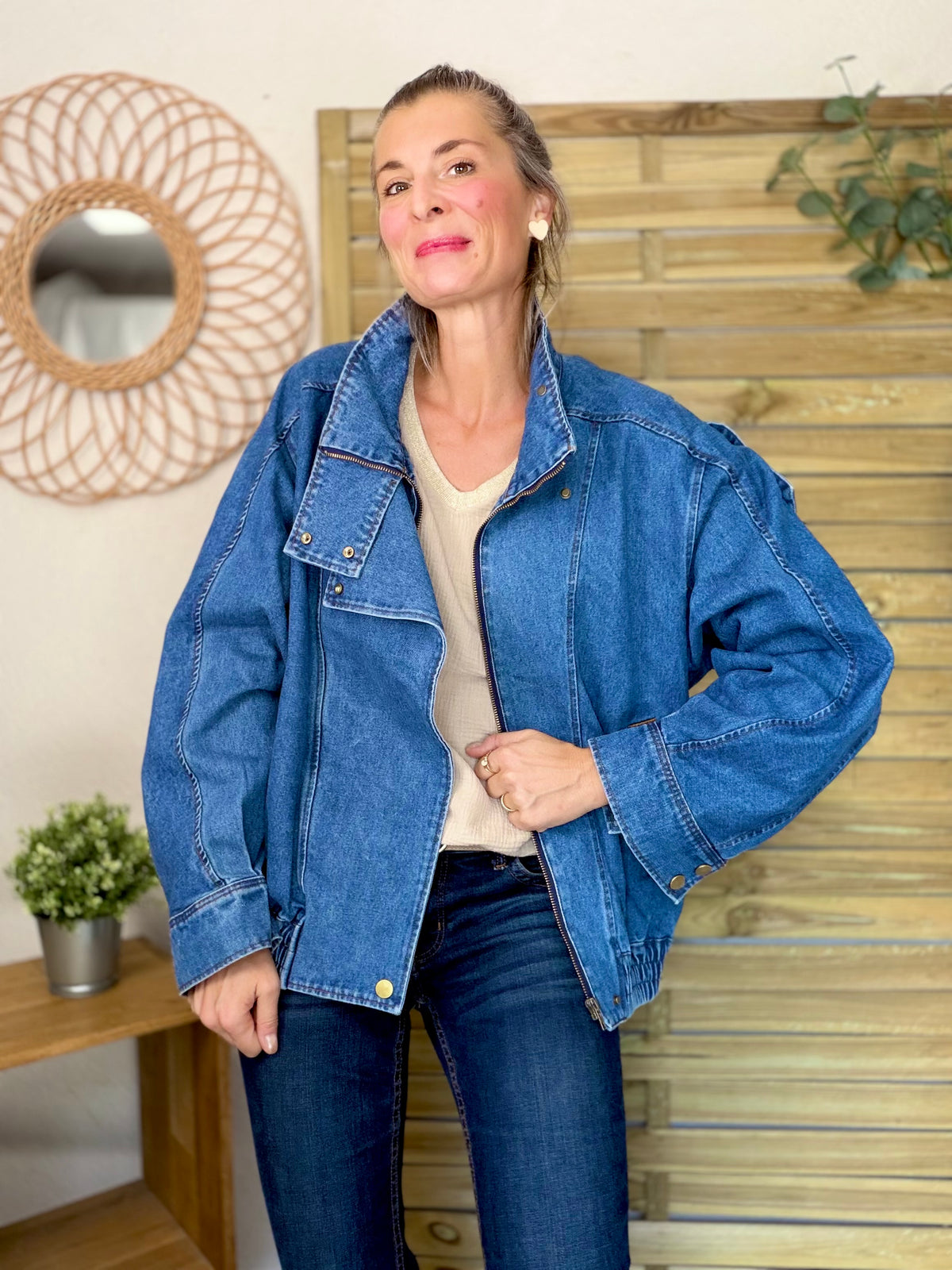 ⚡️ ARRIVAGE • Veste en jean oversized col montant ARIANE