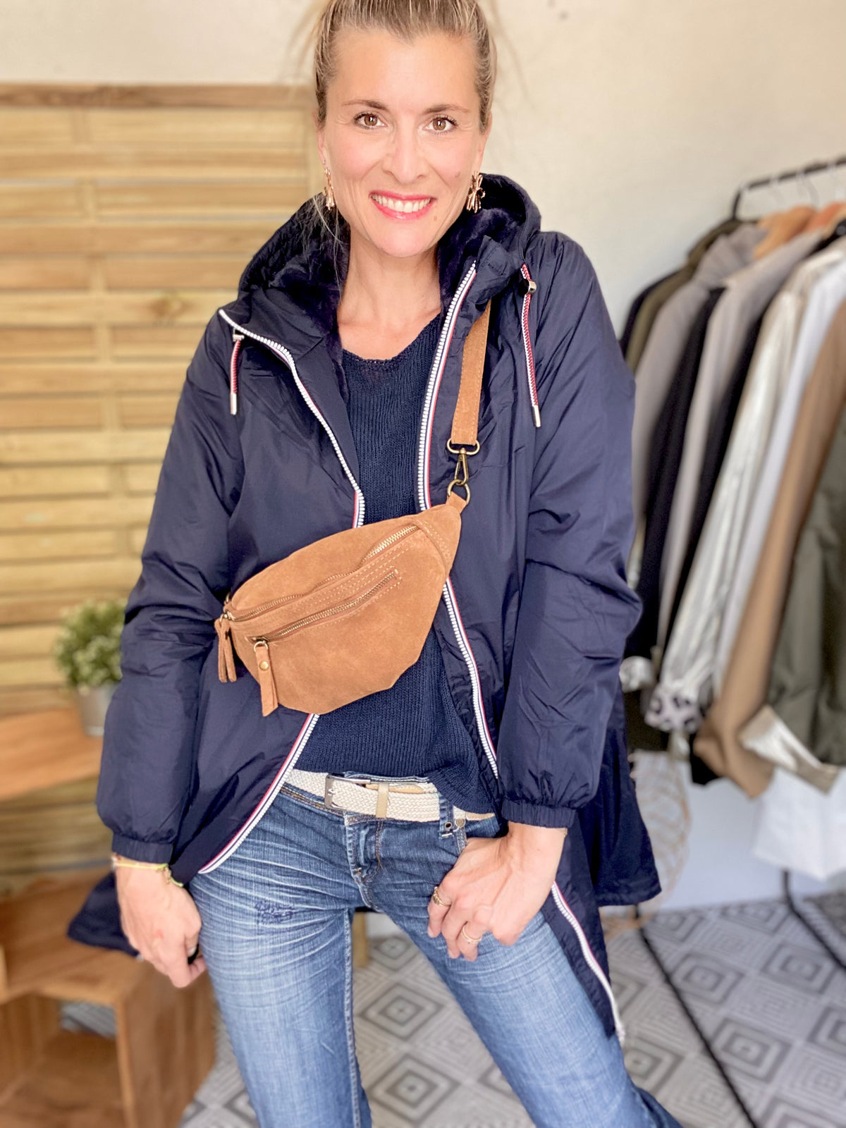 LAURA JO - Parka Imperméable THELMA LONG fourrée - Bleu marine • DÉSTOCKAGE sur Taille XL