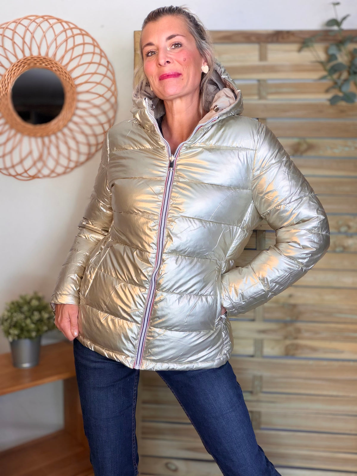 Doudoune imperméable réversible ANGÈLE COURT - Beige - MELYA MELODY