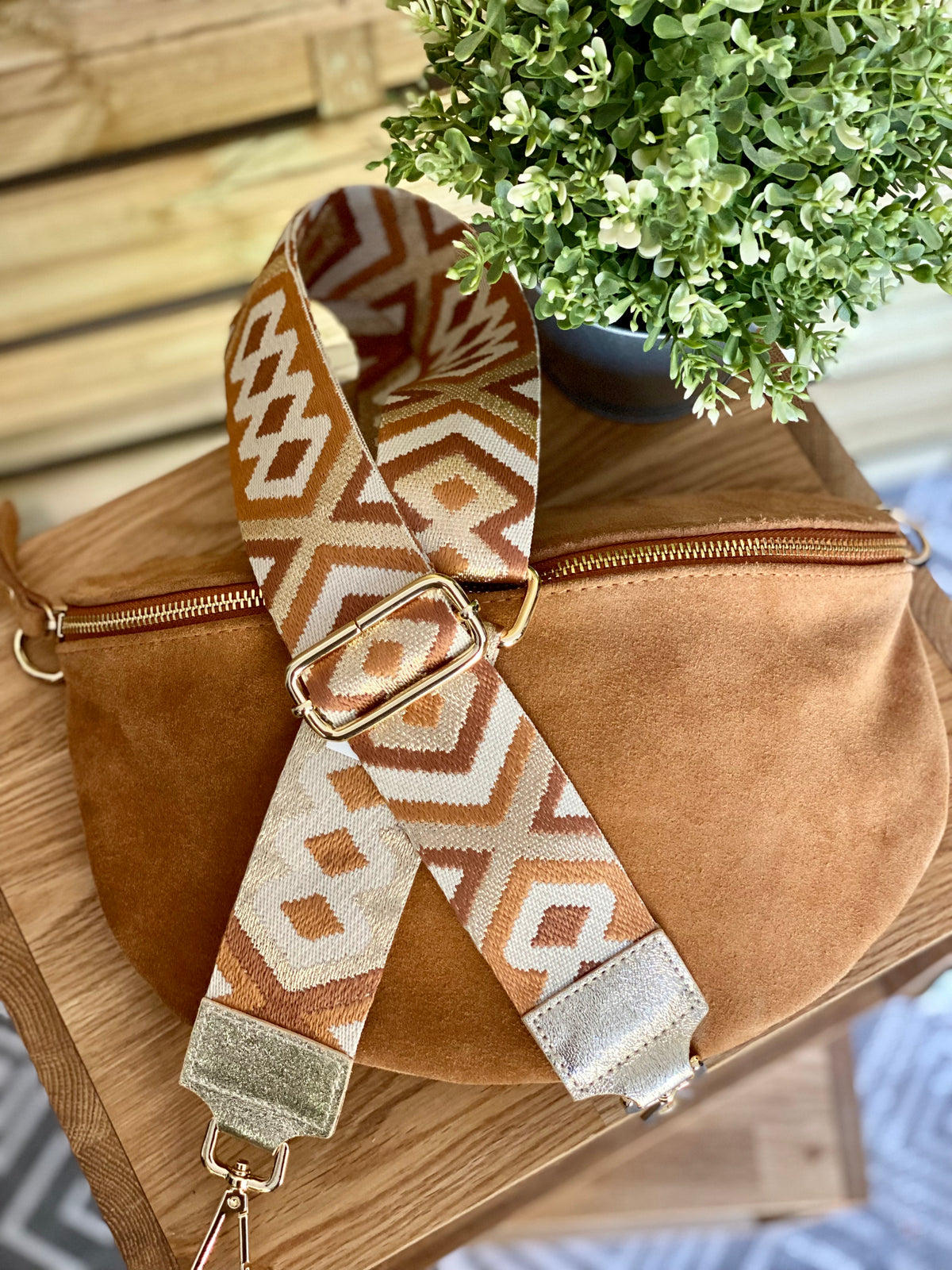 Sangle / Bandoulière en cuir irisé pour sacs / bananes - RACHEL (Losanges horizontaux)