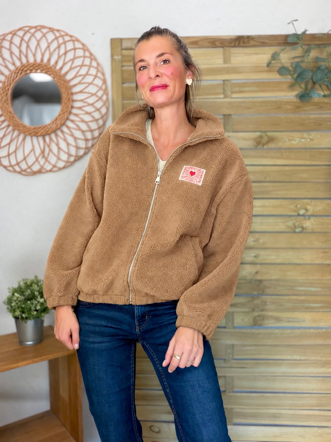 ⚡️ARRIVAGE • Veste teddy Sherpa zippée « Soleil » DORO Camel