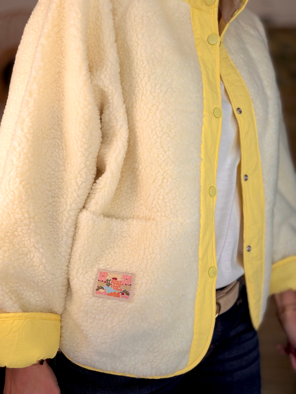 Veste matelassée réversible Sherpa AMÉLIE Jaune - FIN DE SÉRIE