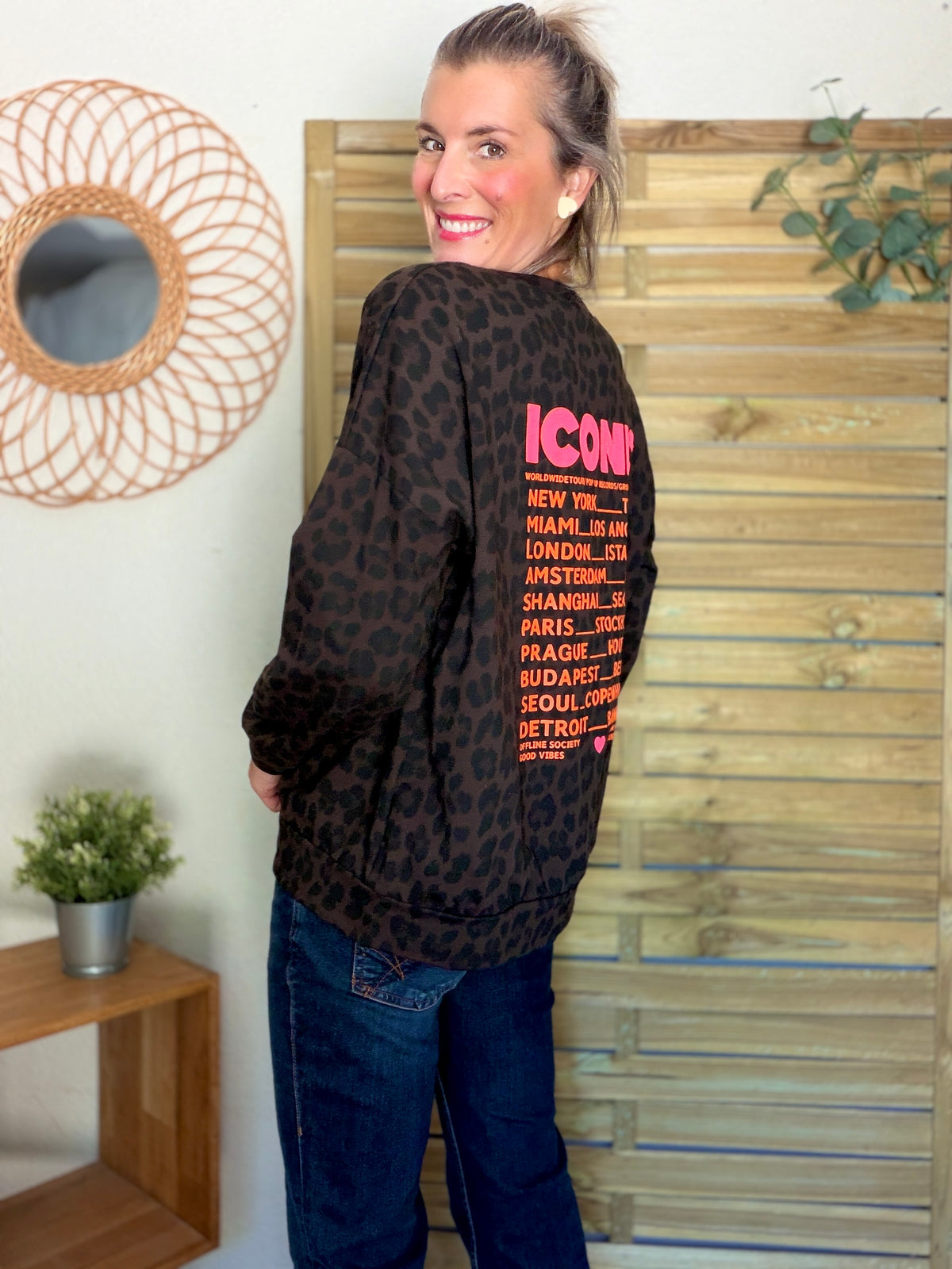Sweat ICONIC léger 100% coton FAUSTINE Léo choco (taille 34 à 46)