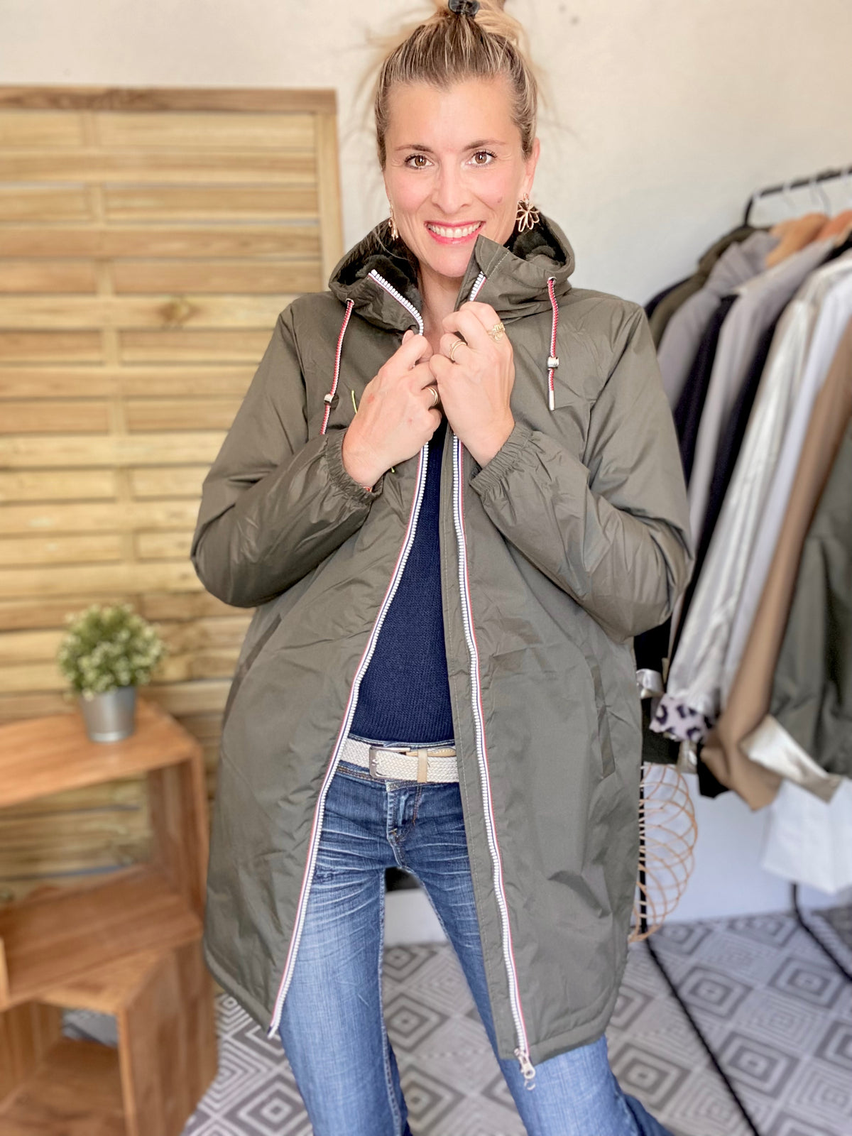 LAURA JO - Parka Imperméable THELMA LONG fourrée - Kaki • DÉSTOCKAGE sur Taille XL