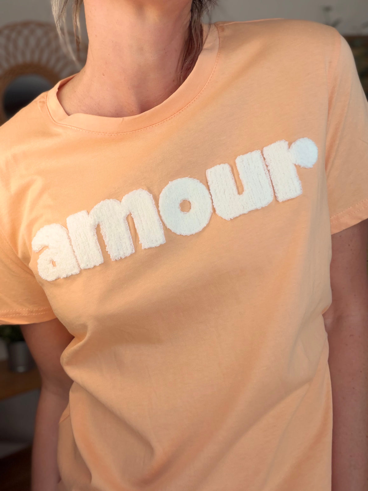 Tee shirt amour MAÏA Saumon - FIN DE SÉRIE