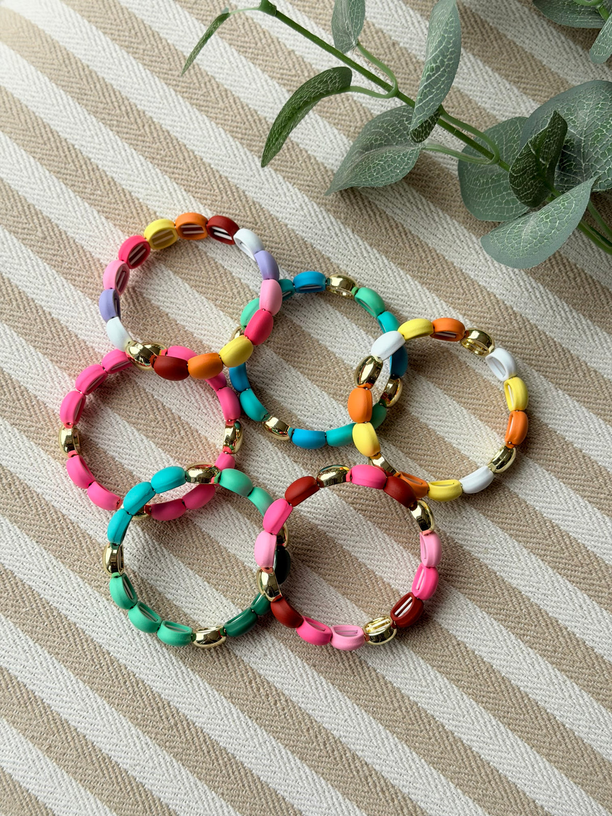 Bracelet élastiqué perles plates NINA