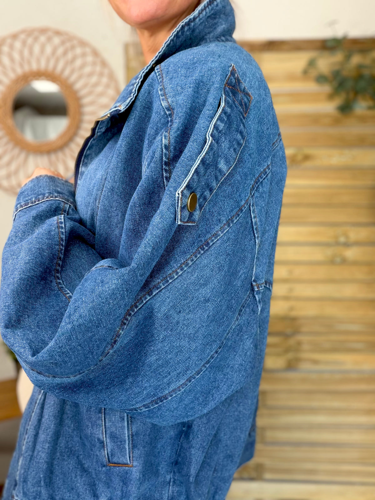 ⚡️ ARRIVAGE • Veste en jean oversized col montant ARIANE