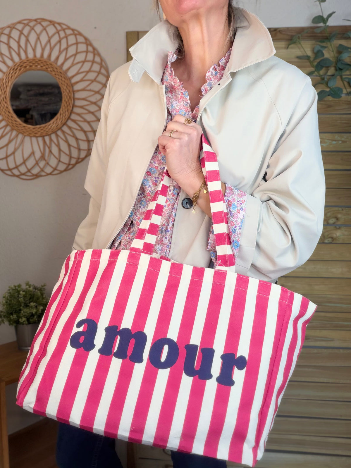 Grand cabas Tote bag rayé amour BELLY