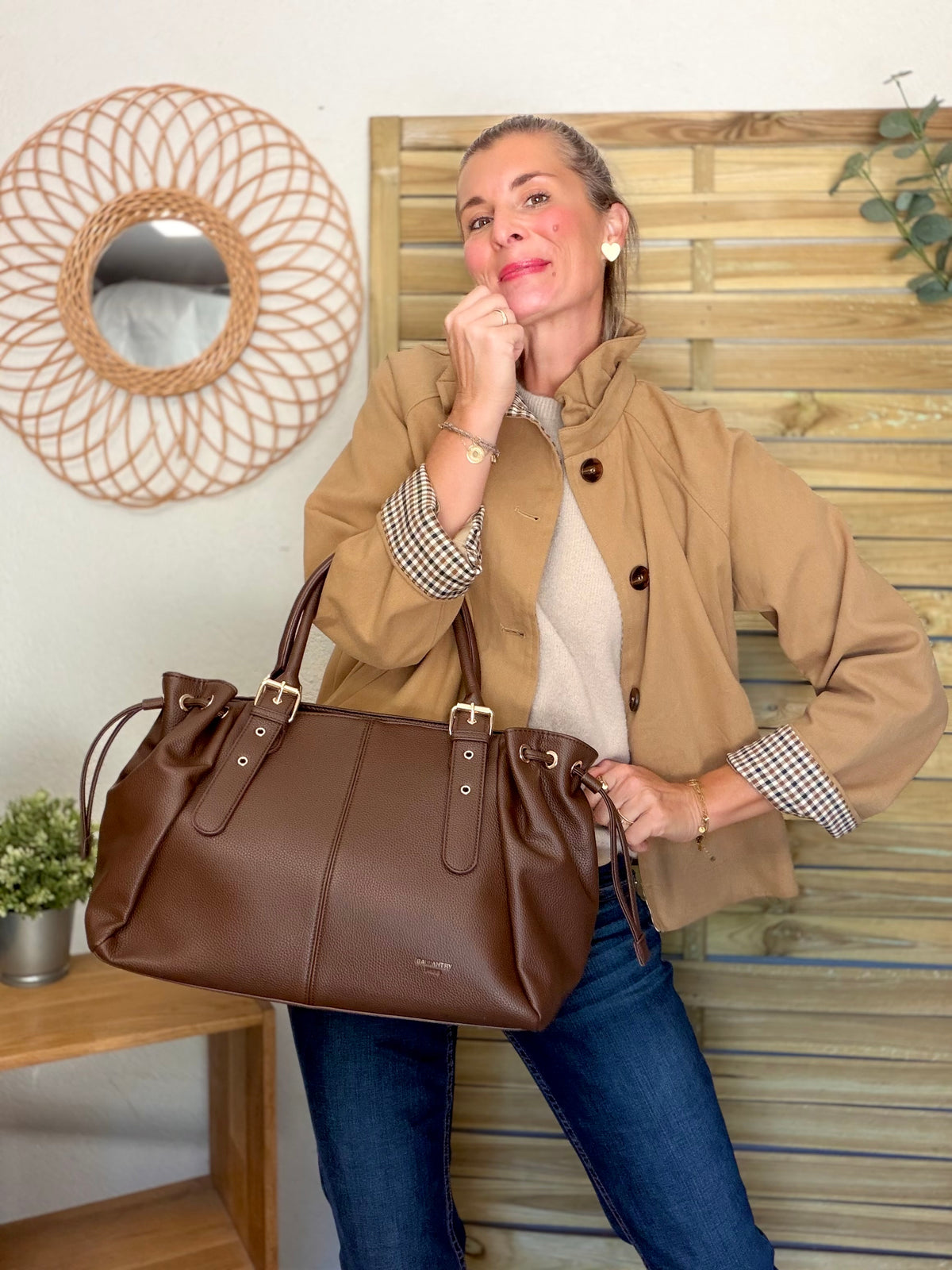 Sac cabas XL simili cuir CLÉA Chocolat