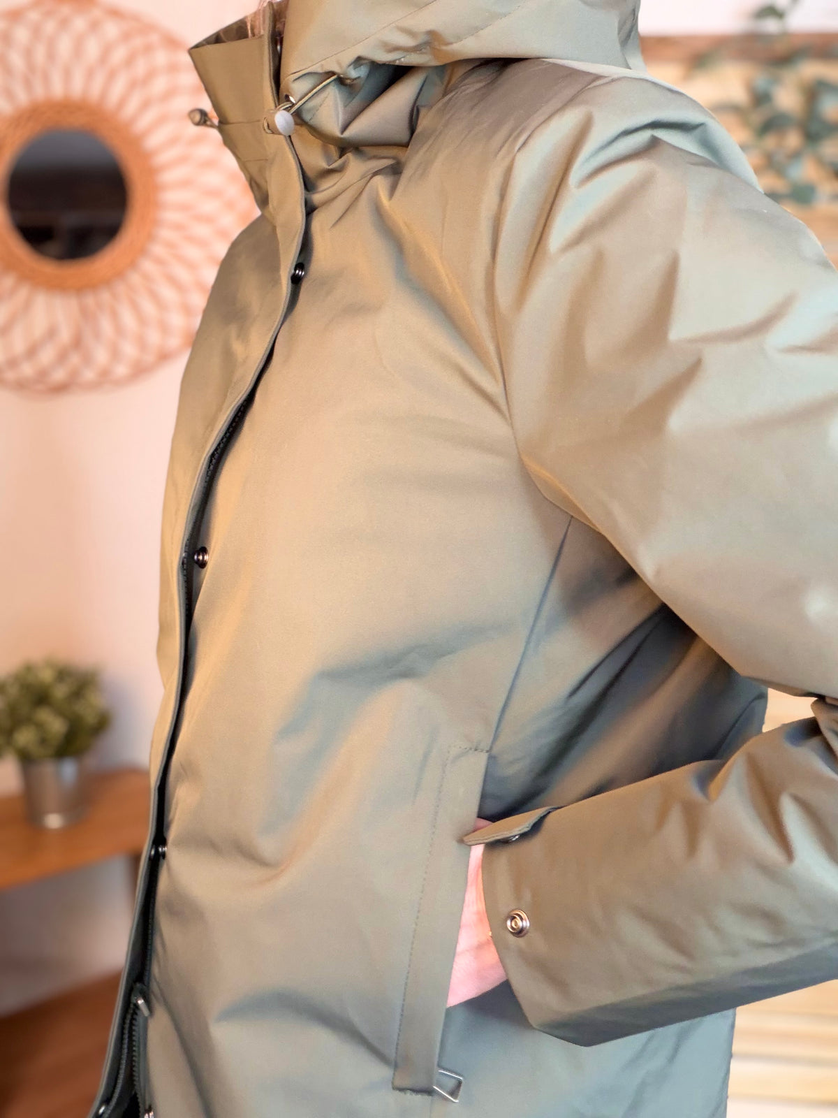 LAURA JO - Parka fourrée imperméable AMBRE LONG - Kaki / Beige