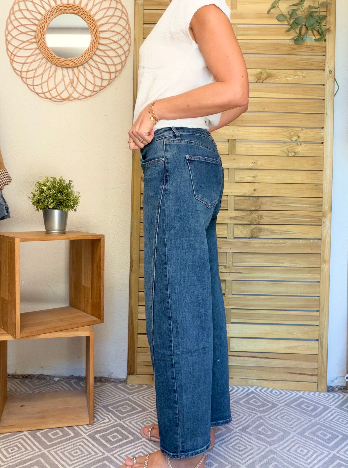 RÉASSORT PRÉVU DÉBUT NOVEMBRE • Pantalon Jean coupe barrel LÉON Bleu