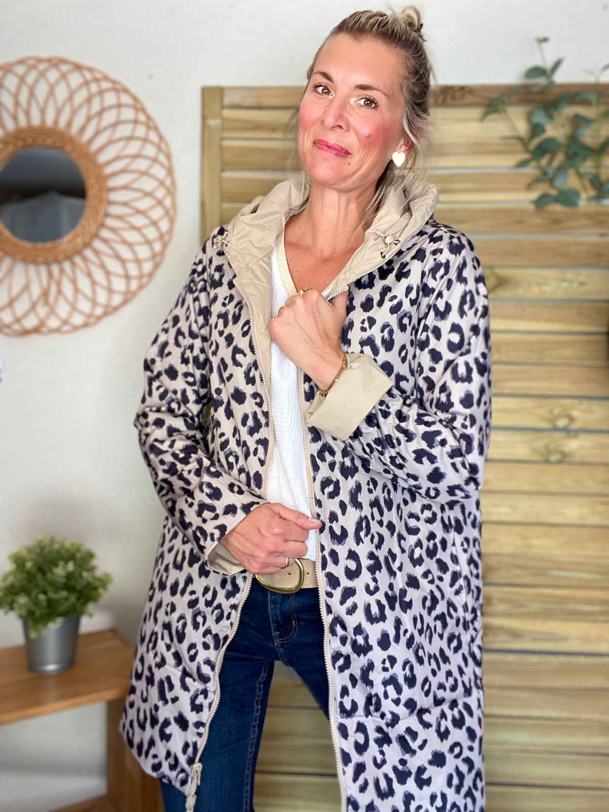 LAURA JO - Imperméable réversible rembourré LOUISON LONG - Beige / Léo