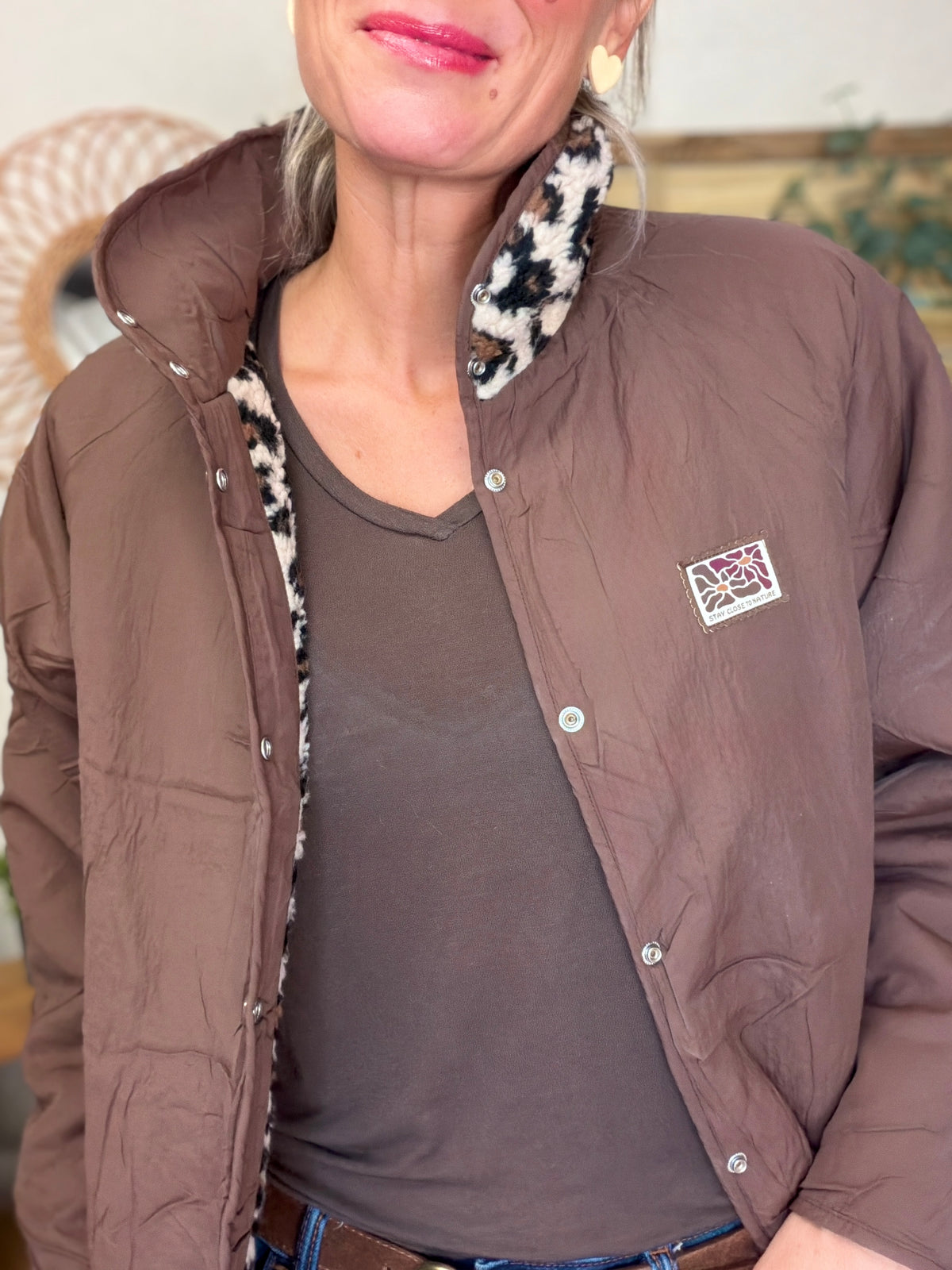 Veste matelassée réversible Sherpa AMÉLIE Choco / Léo