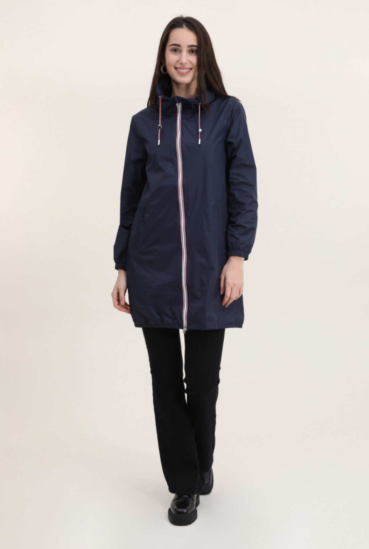 Imperméable mi-saison doublé SOLINE LONG - Bleu marine - LAURA JO - FIN DE SÉRIE