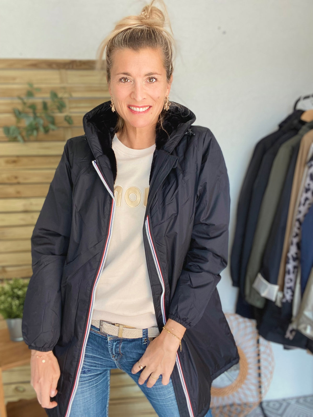 LAURA JO- Parka Imperméable LOUISE LONG fourré - Noir