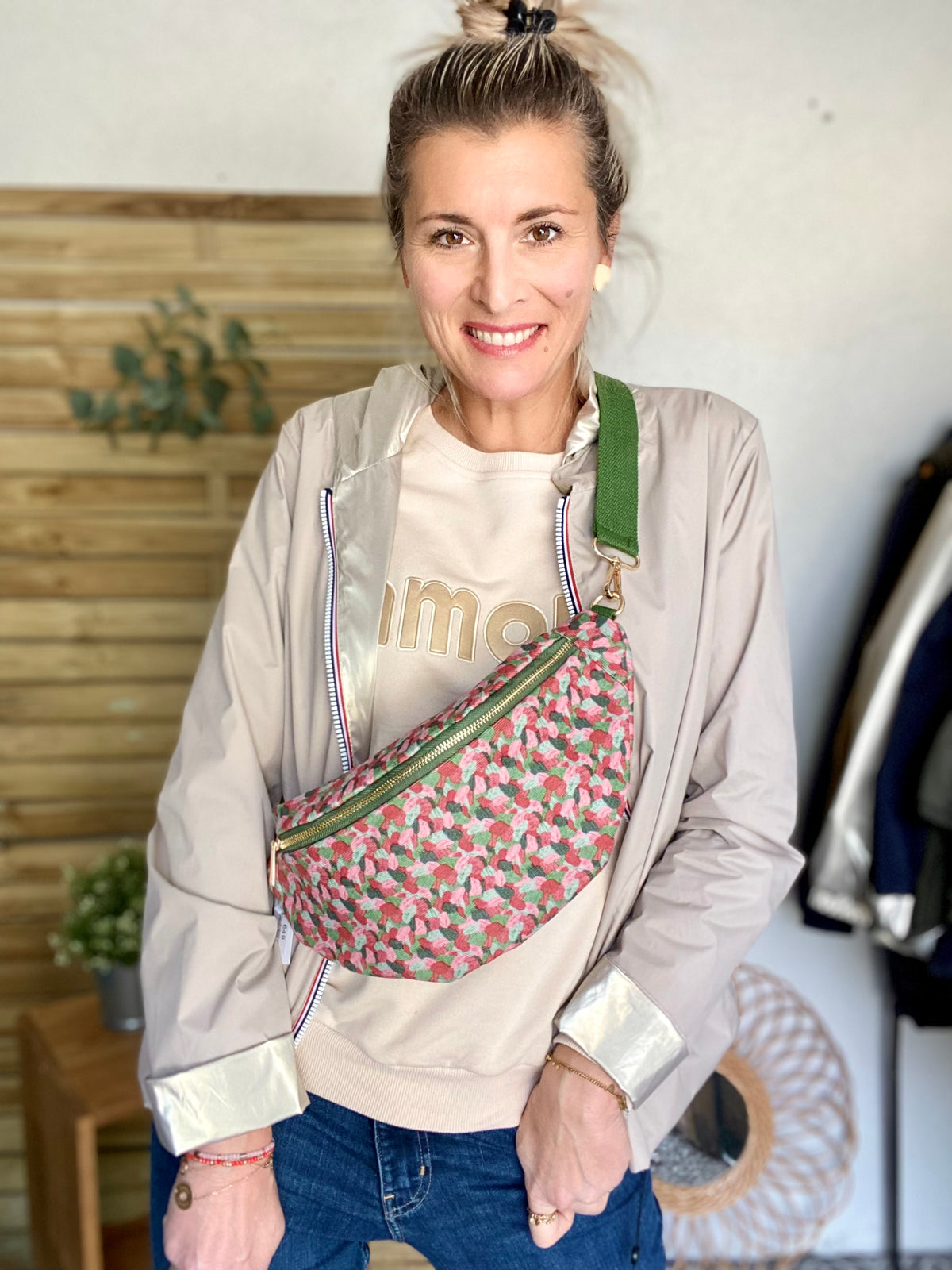 Sac banane XL velours Ciao Boum - IVY - Camaïeu Rose - DÉSTOCKAGE
