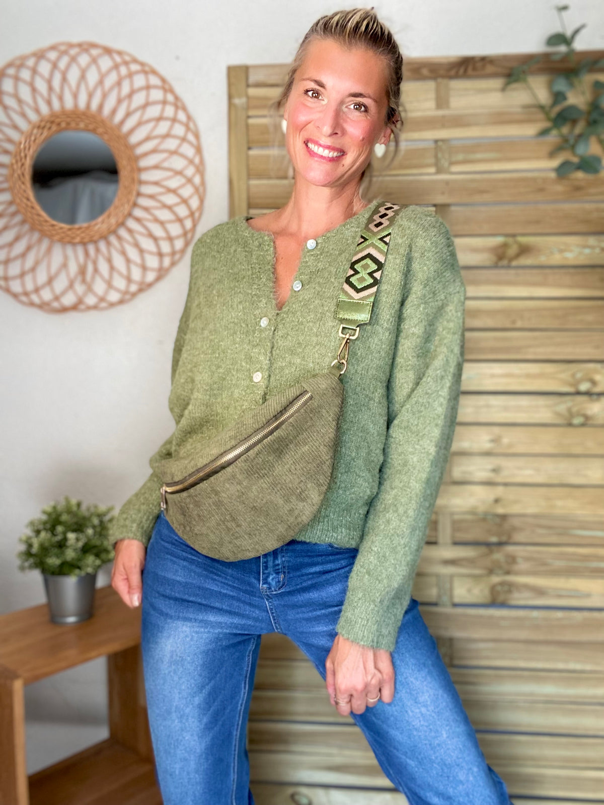 Gilet en maille MERYL - Olive