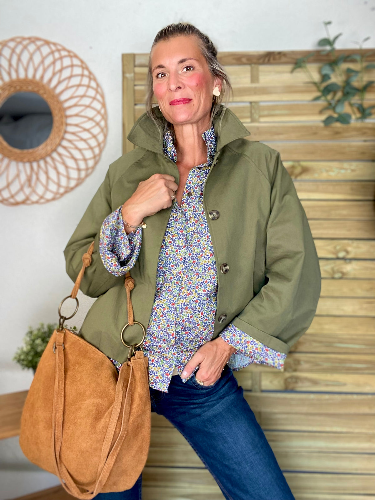 Sac en cuir daim SCOTT - Camel