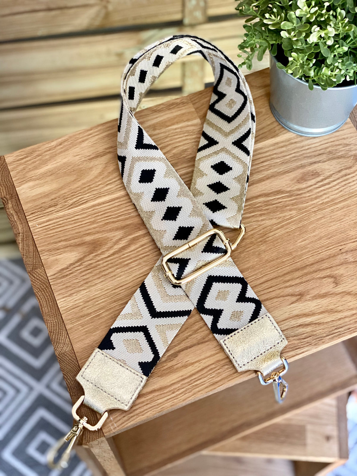 Sangle / Bandoulière en cuir irisé pour sacs / bananes - RACHEL (Losanges horizontaux)