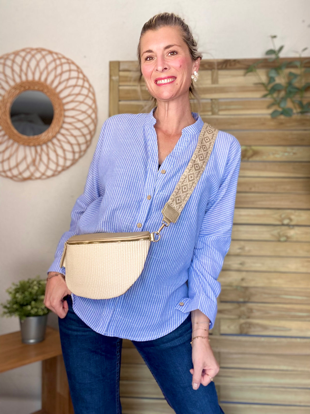 Chemise à rayures bleues (avec ou sans coeur💛)- MARGOT