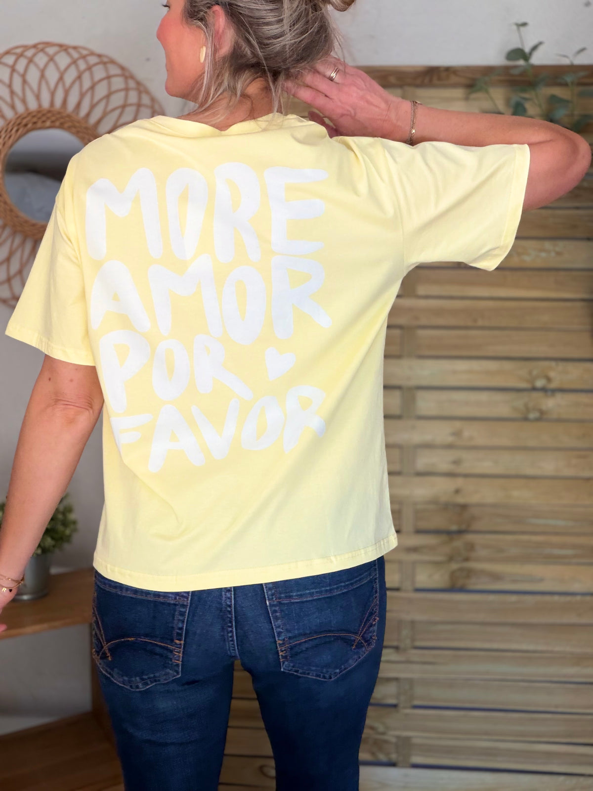 Tee shirt MORE AMOR POR FAVOR - RITA Jaune - FIN DE SÉRIE