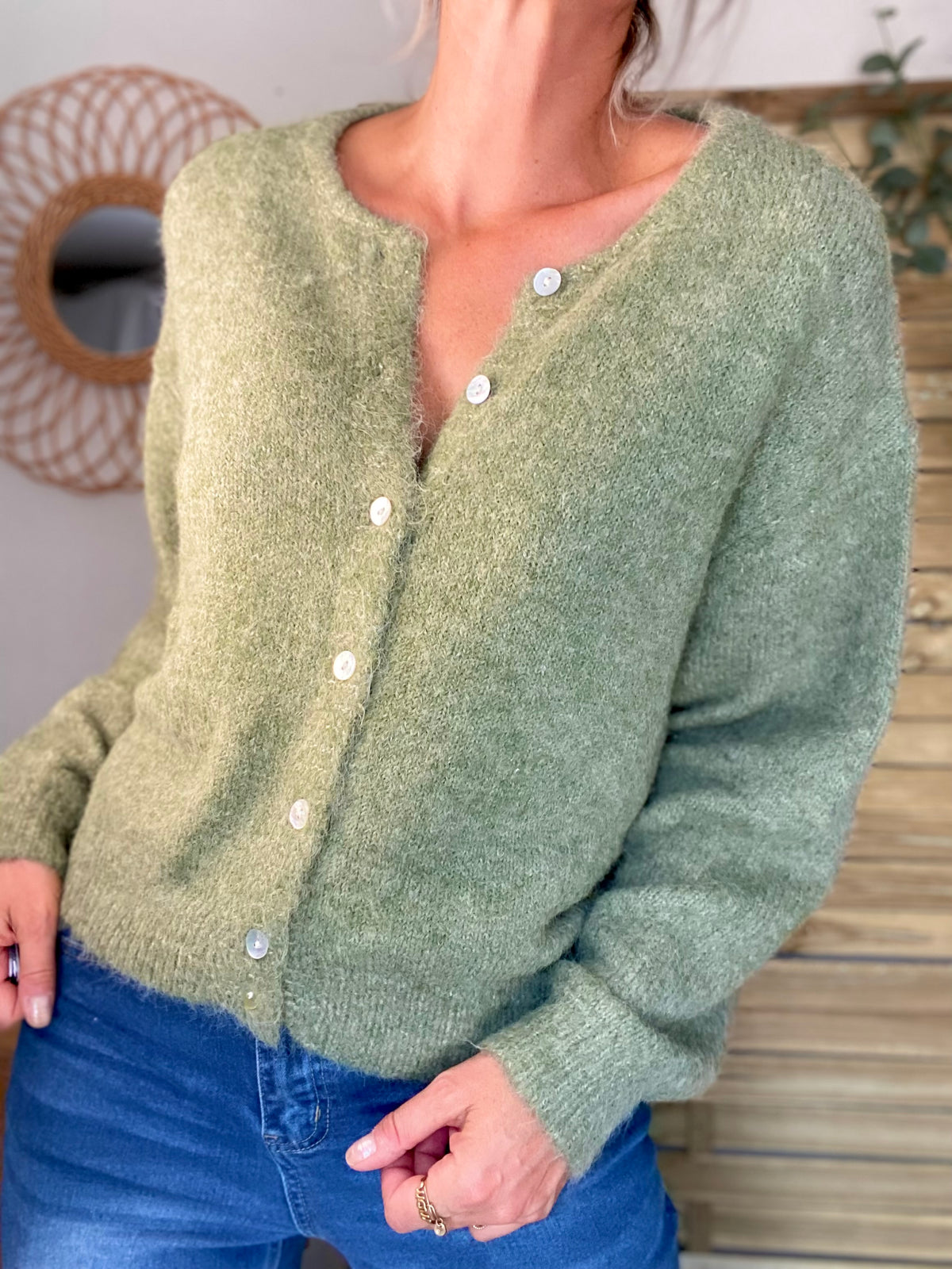 Gilet en maille MERYL - Olive