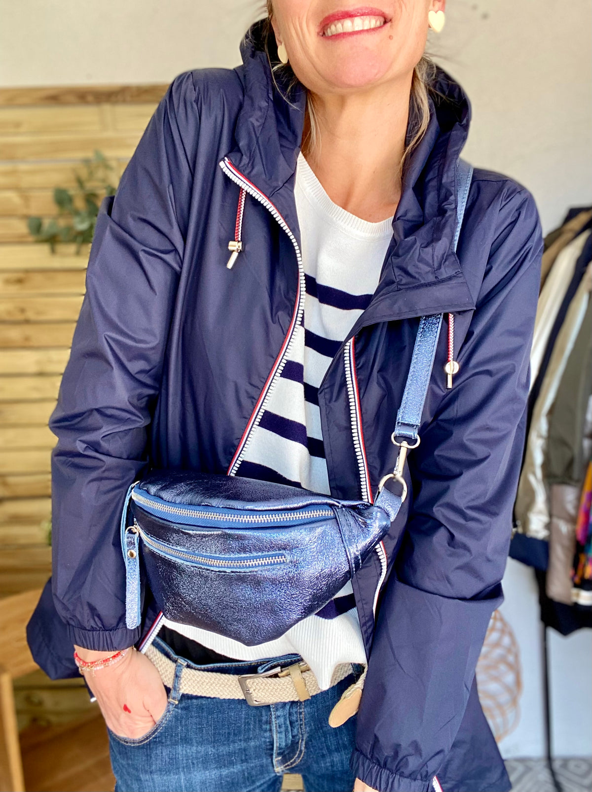 Imperméable mi-saison doublé SOLINE MI-LONG - Bleu marine - LAURA JO - FIN DE SÉRIE