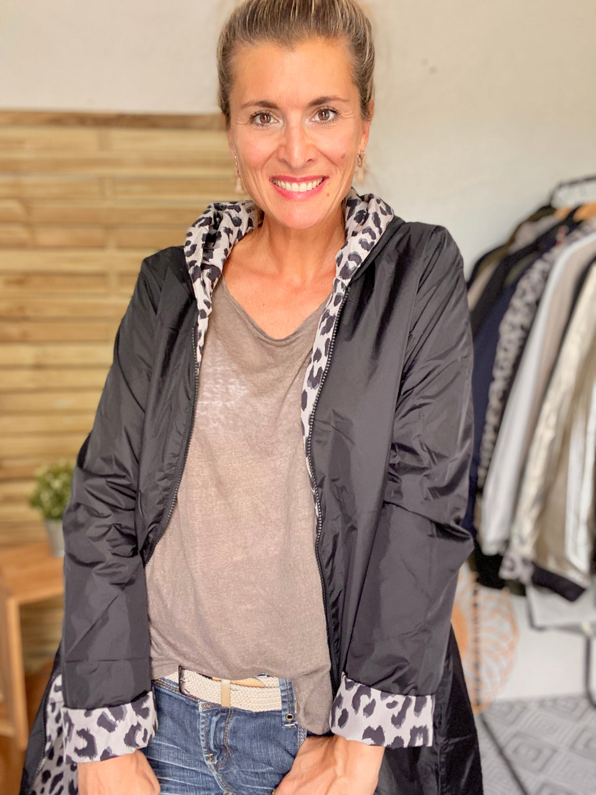 LAURA JO - Imperméable réversible rembourré LOUISON LONG - Noir / Léo