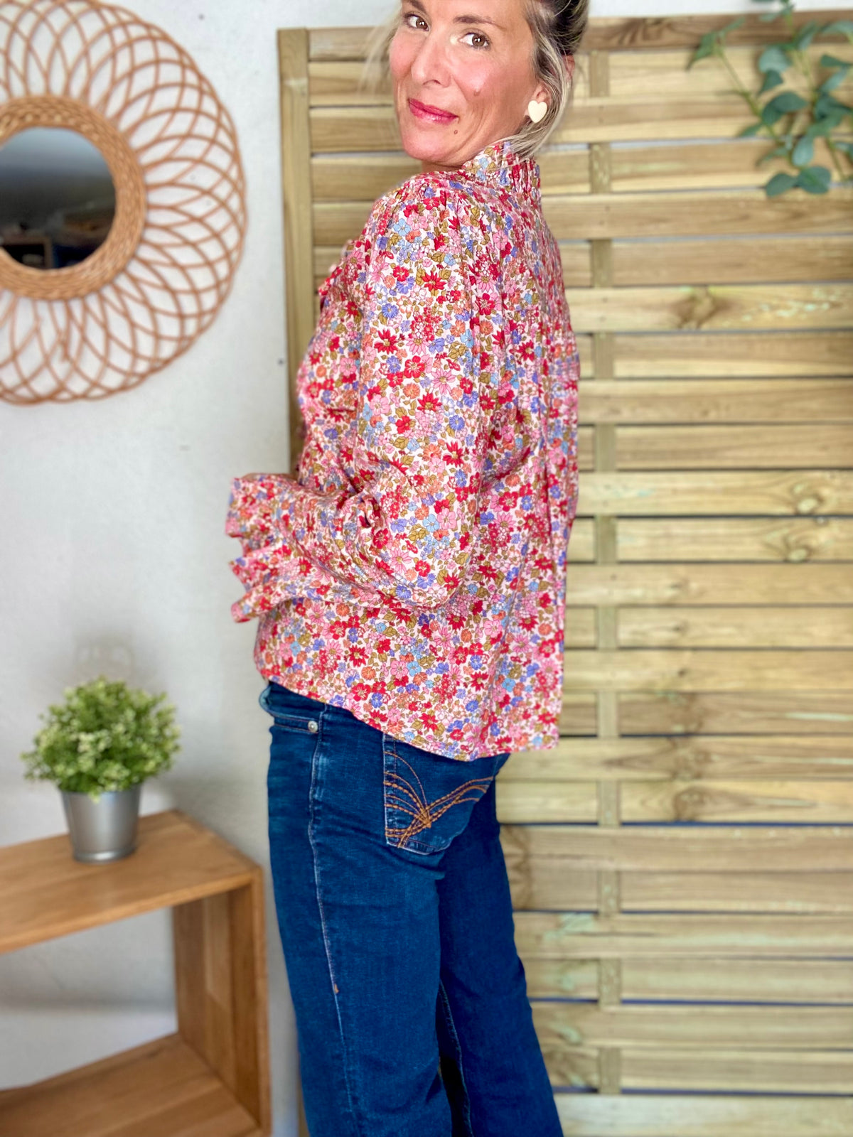 Chemise imprimé Liberty, col victorien volanté YSÉE - FIN DE SÉRIE