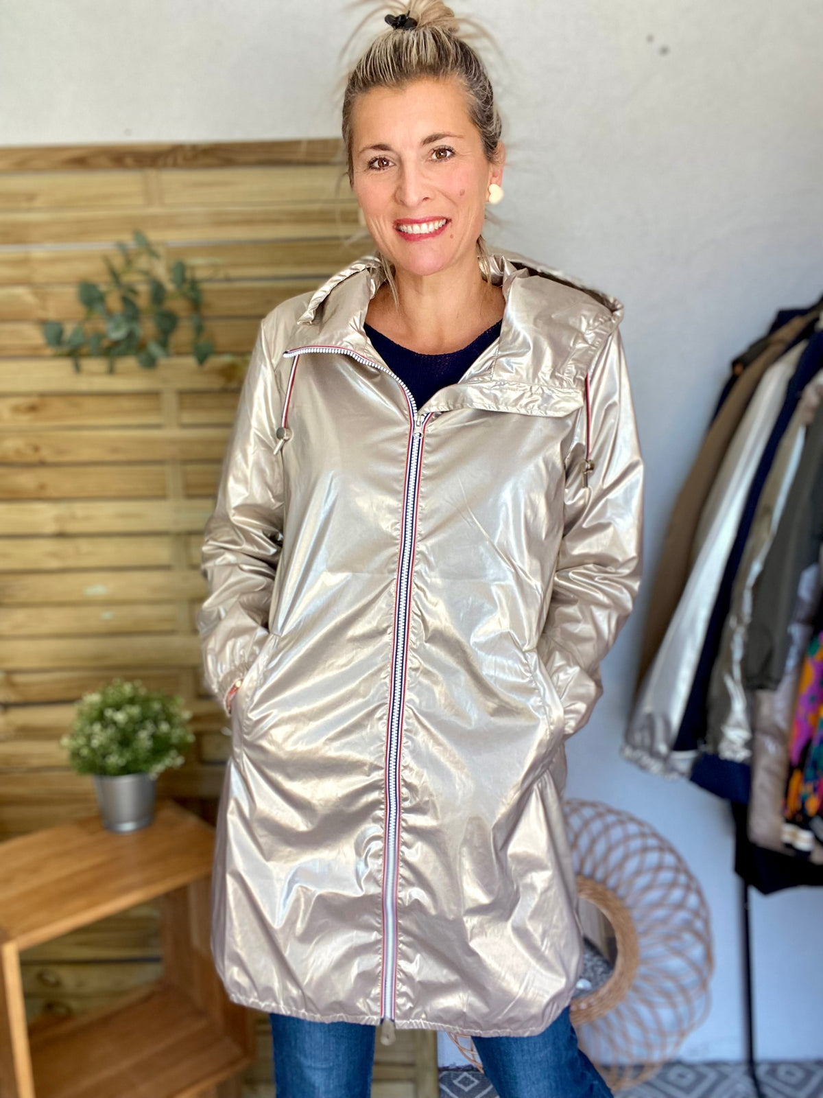 Imperméable mi-saison doublé SOLINE LONG - Doré - LAURA JO - FIN DE SÉRIE