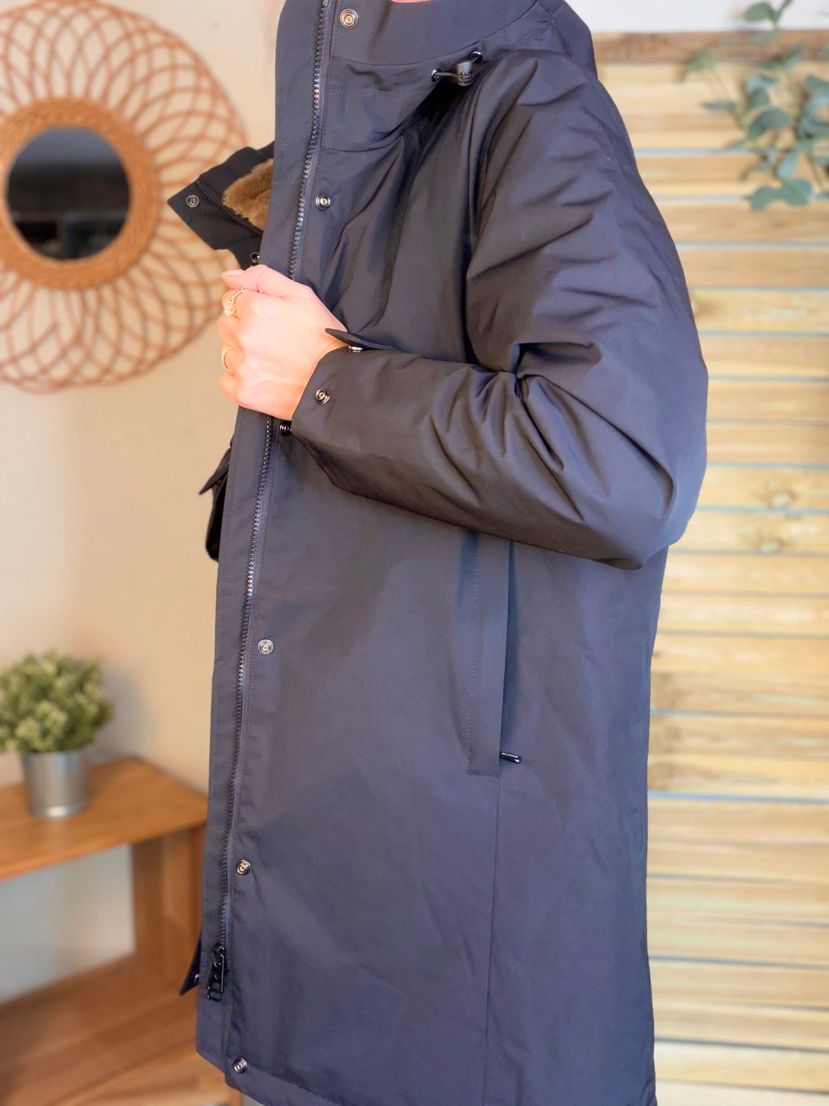 LAURA JO - Parka fourrée imperméable AMBRE LONG - Noir / Camel