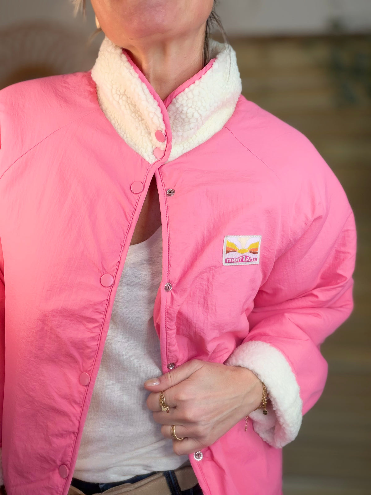 Veste matelassée réversible Sherpa AMÉLIE Rose - FIN DE SÉRIE